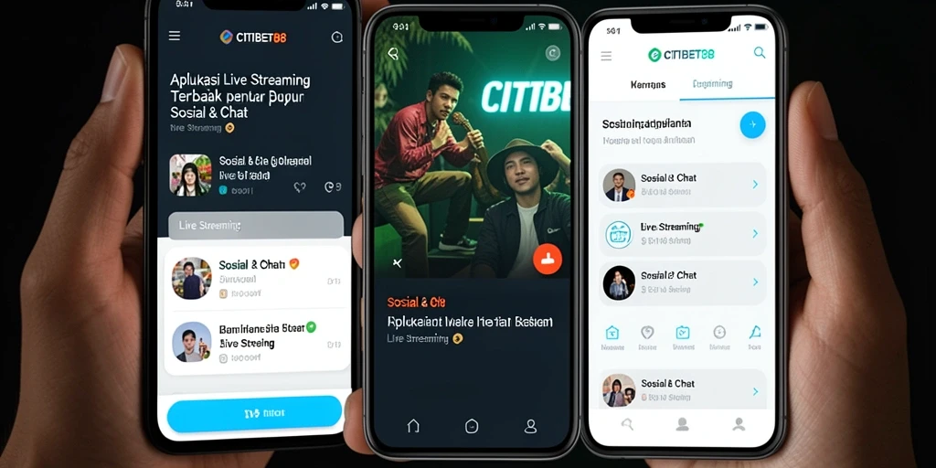 Tampilan antarmuka aplikasi CITIBET88 dengan fungsi Live Streaming yang interaktif.