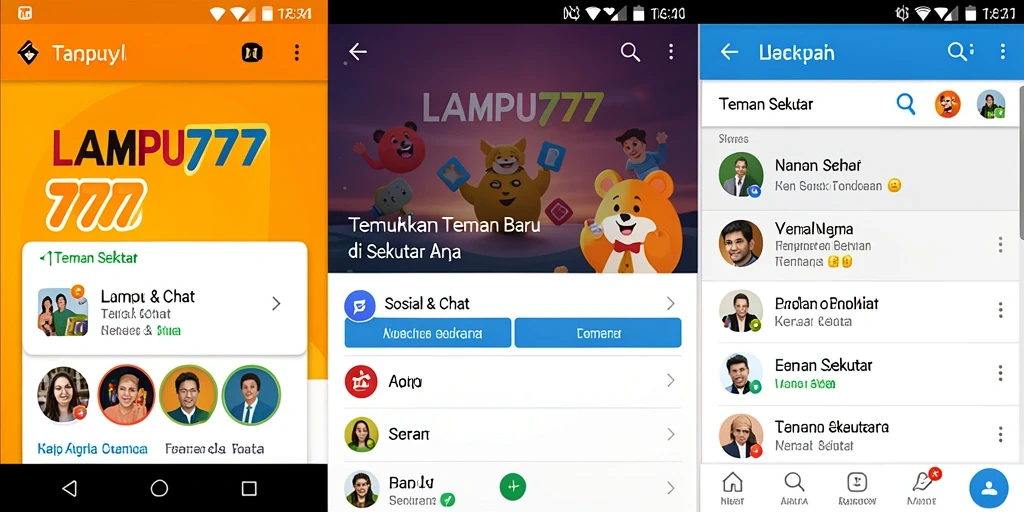 Antarmuka utama LAMPU777 untuk mencari teman baru.