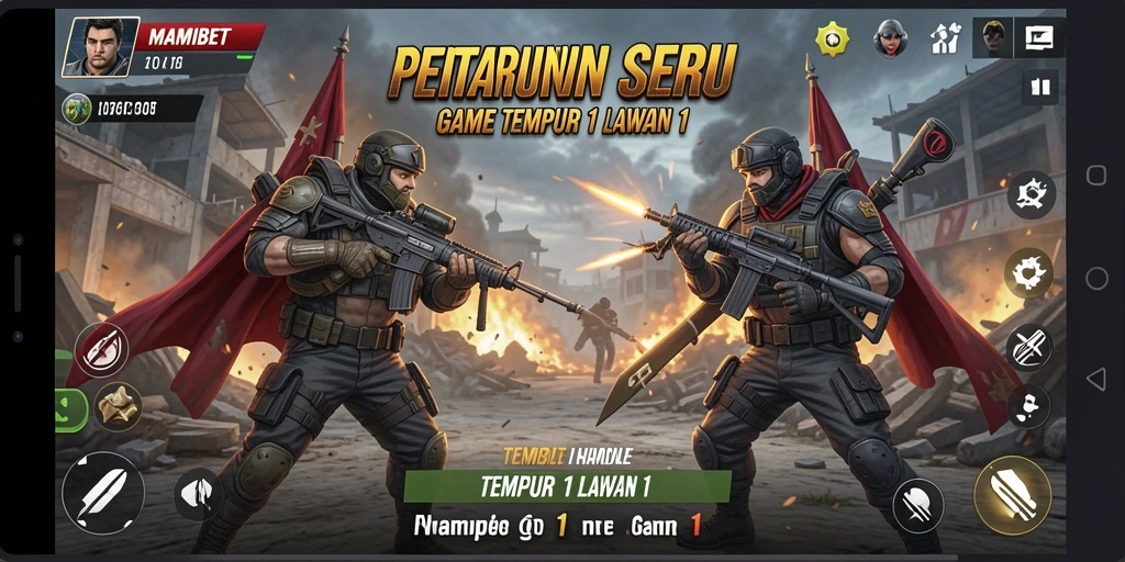 Tampilan antarmuka MAMIBET saat pertarungan 1 lawan 1.