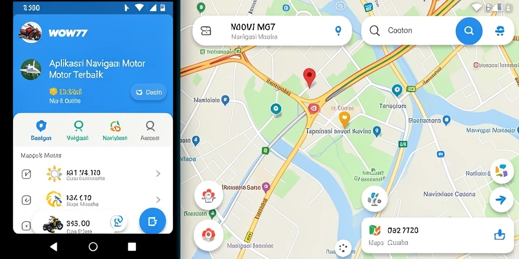 Antarmuka WOW77 menampilkan informasi navigasi motor aktual dan cuaca.